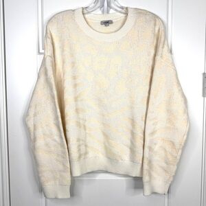 RAILS Chance NEW Mixed Animal Print Cashmere Blend Cream Sweater Size L NEW